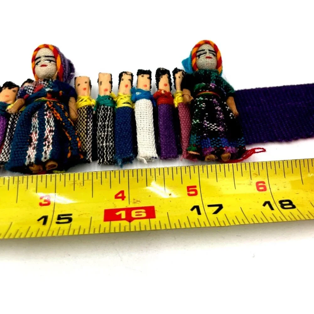 Handmade Guatemalan Worry Doll Craft Ribbon Colorful Traditional Outfits